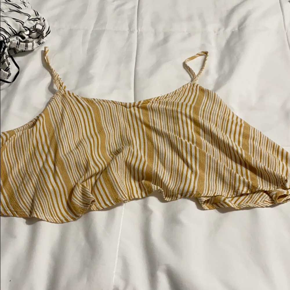 Yellow and white striped tank top